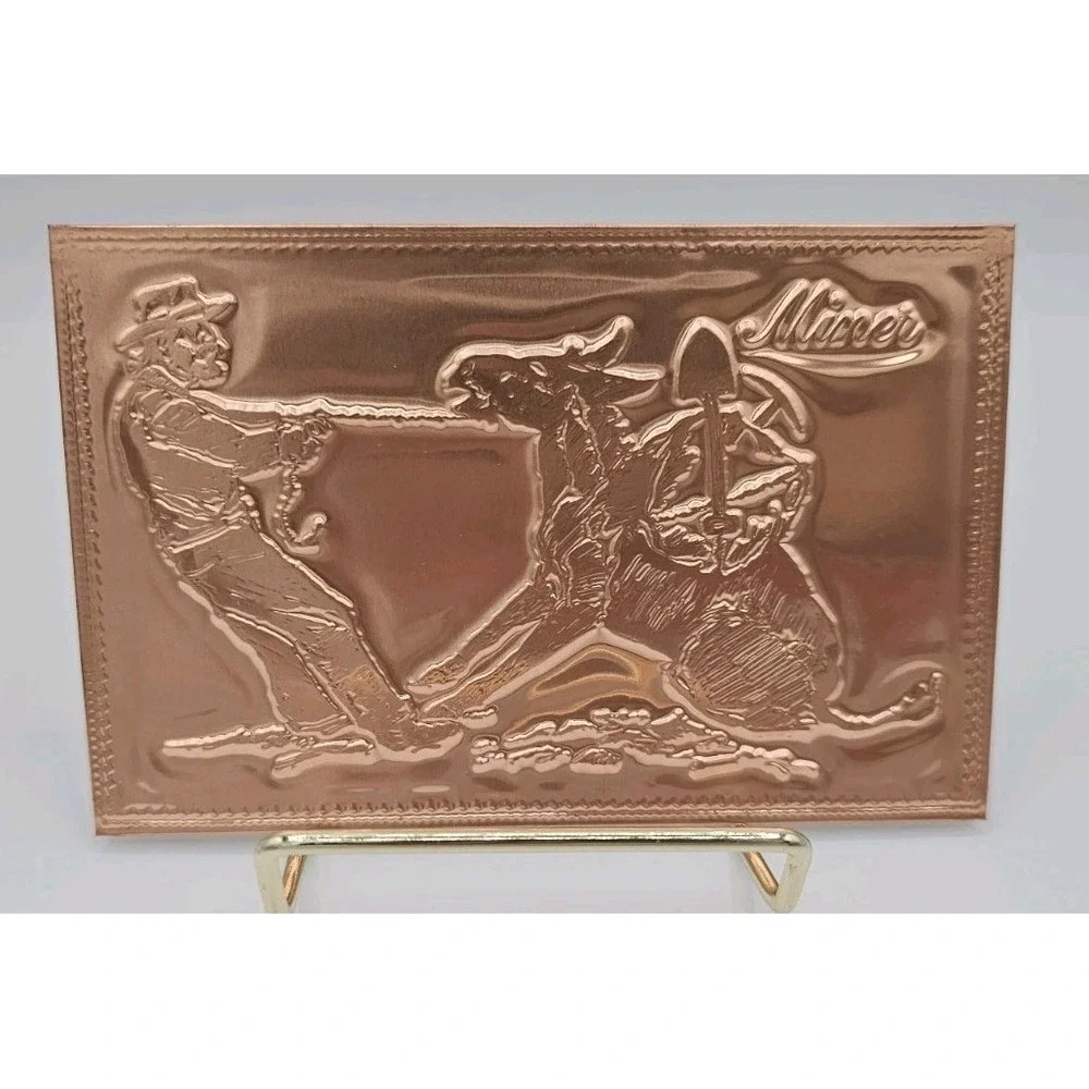Vintage Kopper Kard‎ MINER  Engraved/Embossed Copper Postcard/Art/Souvenir